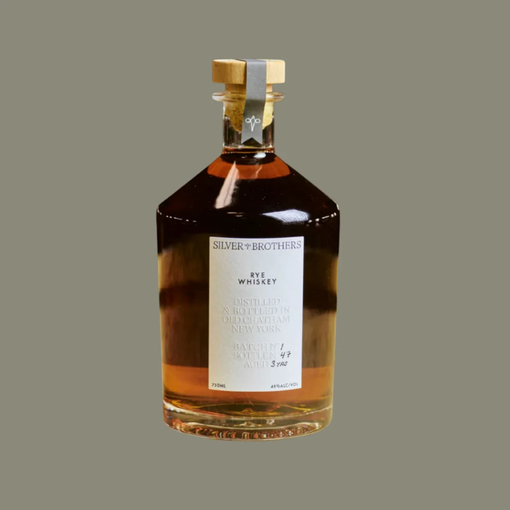 Bottle of Silver Brothers Empire Rye whiskey